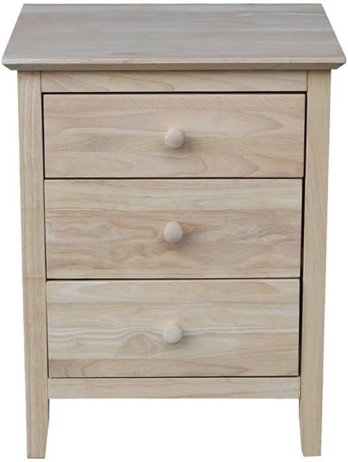 25"H Solid Wood Bedroom Nightstand with 3 Drawers, Parawood Construction...
