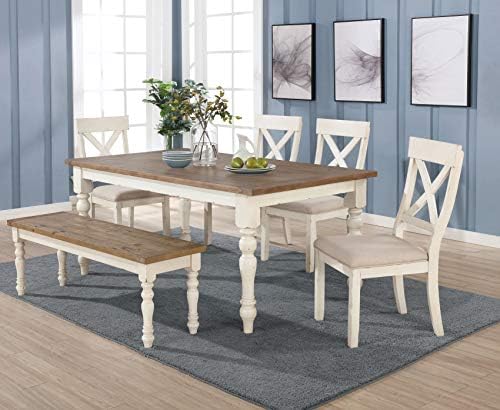 Roundhill Furniture Prato 6-Piece Dining Set, Dining Table with 4 Cross Back ...