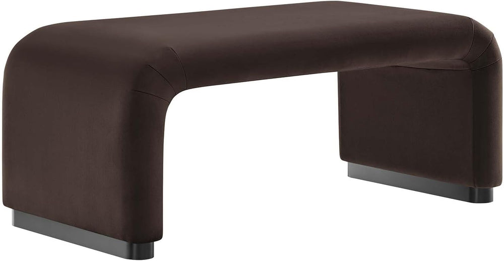 Modway EEI-6735-BLK-CHB Koda Performance Velvet Waterfall Ottoman, Black Choc...