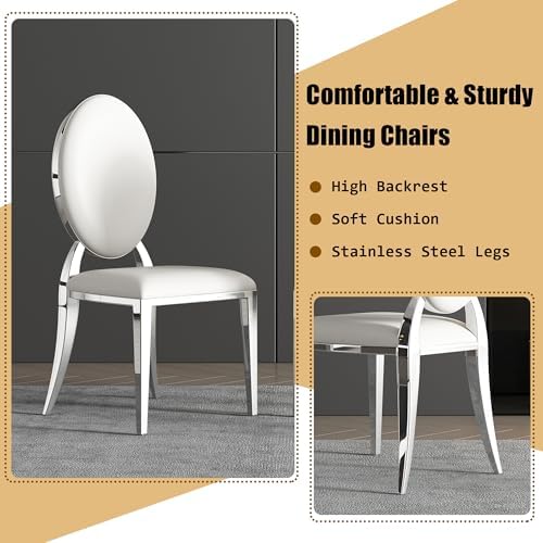 Luxury Marble Dining Table Set for 6 People, 70" Double O-Shaped Faux Ma...