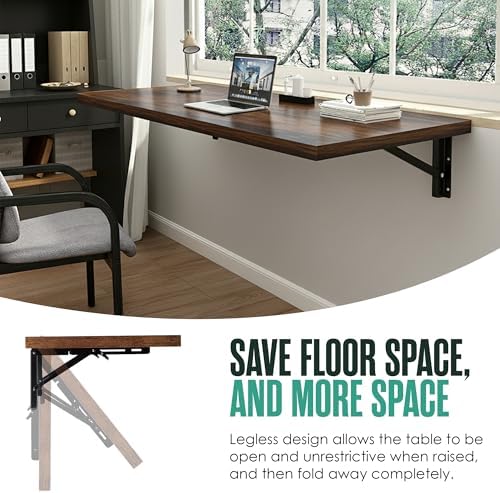 Wall Mounted Desk, Murphy Desk, Wall Mounted Folding Table, 48x16 Brown