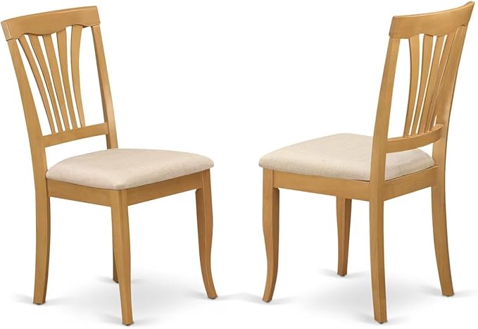 East West Furniture MZAV3-OAK-C 3 Piece Dining Room Furniture Set Contains a Rectangle Kitchen Table with Dropleaf and 2 Linen Fabric Upholstered Dining Chairs, 36x54 Inch, Oak