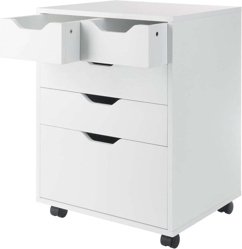 Winsome Halifax Mobile Storage Cabinet with 5 Drawers in White, Stylish &...