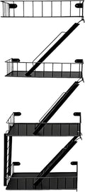 4 Tier Fire Escape Wall Mount Shelf, Industrial Iron Art Staircase Floating Display Rack for Home Bedroom Living Room, Plant Storage Organizer, Black, Wall Decor, 30 x 12 x 4.7 in