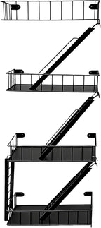 4 Tier Fire Escape Wall Mount Shelf, Iron Art Staircase Floating Display Rack, Black, 30 x 12 x 4.7 in, Wall Storage Organizer for Home Bedroom Living Room Plant Display