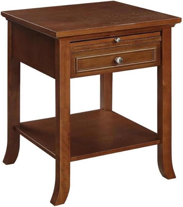 Pemberly Row Contemporary Wood End Table, Espresso Finish, 24" H x 18&qu...