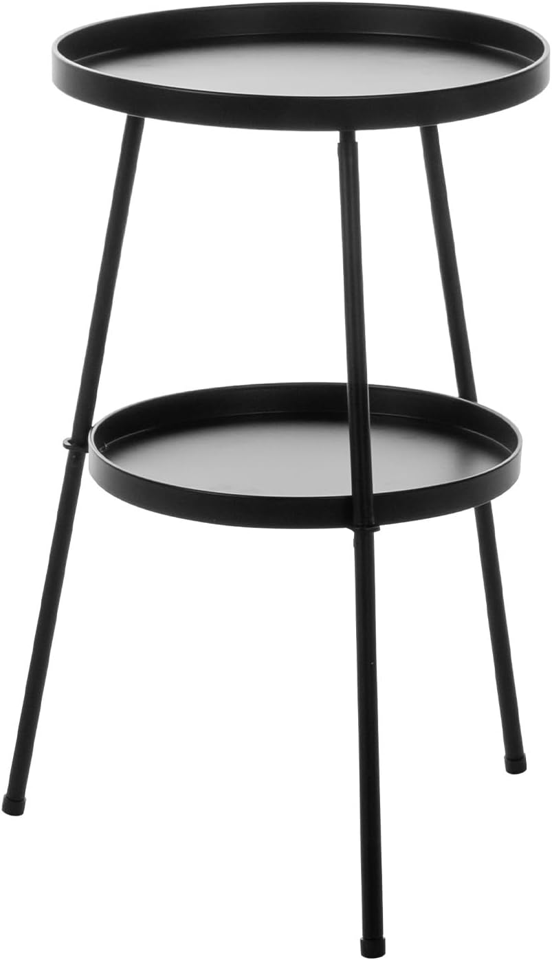 Vasitelan 2 Tier Side End Table Metal Round Coffee Tables Nightstand for Smal...