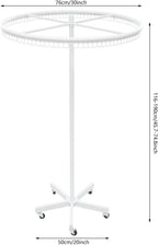 360° Rotatable Round Clothes Rack, Floor Standing Rotating Clothes Rack, 45.7-74.8in Height Adjustable, Floorstanding Multifunctional Coat Stand for Retail Stores, Gift Stores