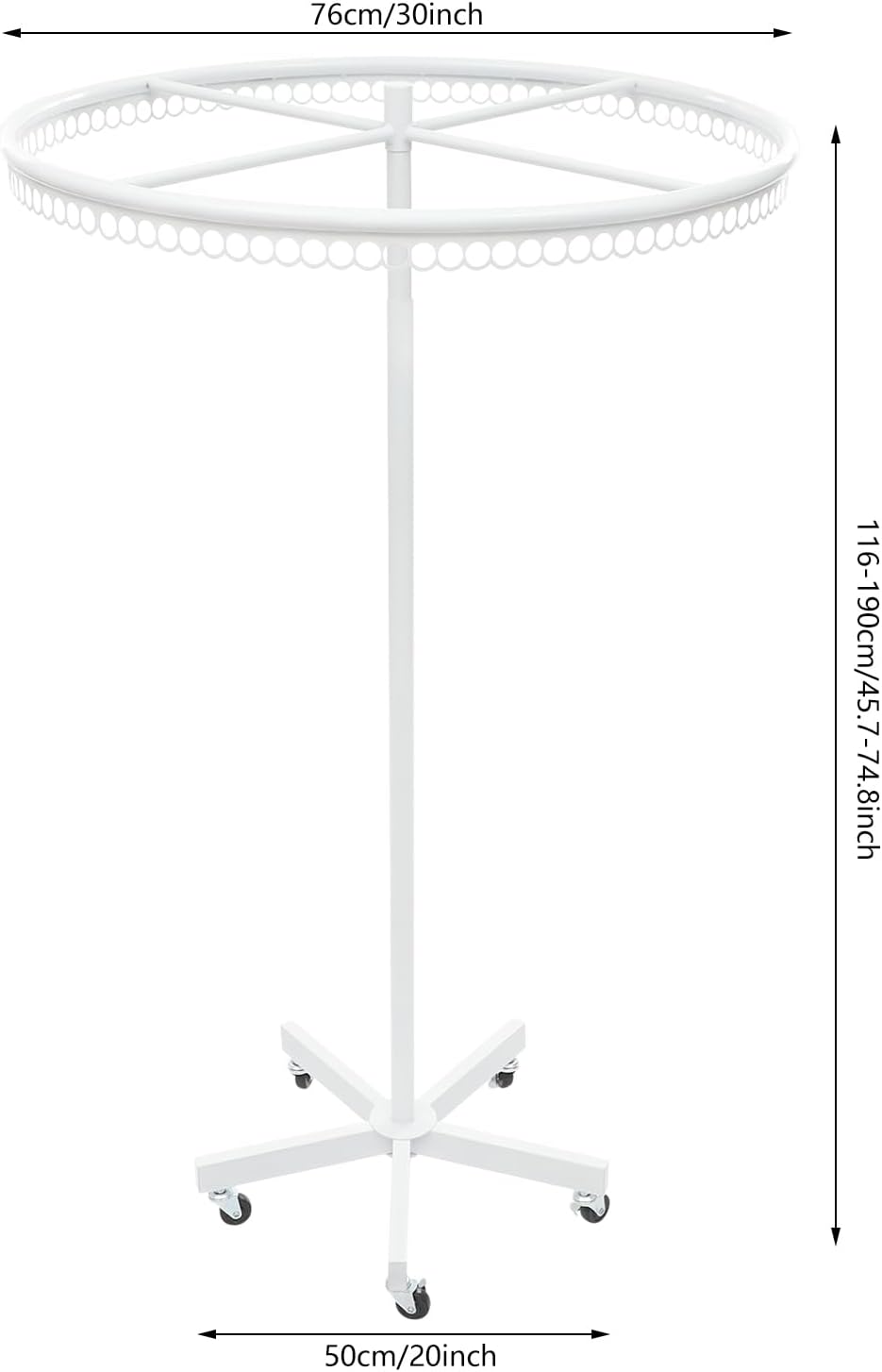 360° Rotatable Round Clothes Rack, Floor Standing Rotating Clothes Rack, 45.7-74.8in Height Adjustable, Floorstanding Multifunctional Coat Stand for Retail Stores, Gift Stores