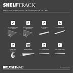 ClosetMaid ShelfTrack Wire Closet Organizer System, Adjustable from 4 to 6 Ft., with Shelves, Clothes Rods, Hardware, Durable Steel, White
