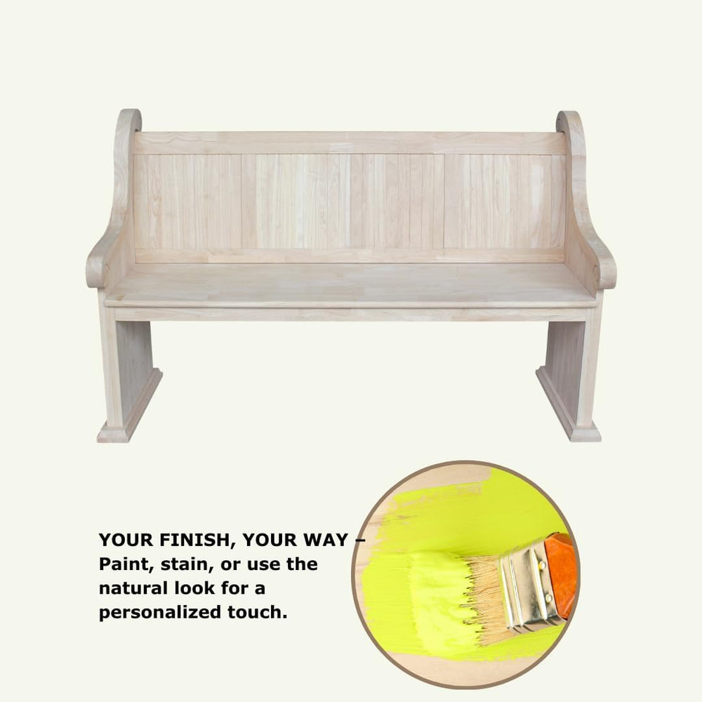 IC International Concepts, Sanctuary Bench, Solid Real Wood, Sturdy Parawood,...