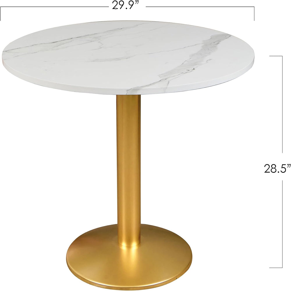 30 Inch Round Dining Table, Modern Tulip Bistro Table with White Faux Marble ...