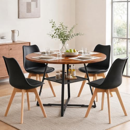 47in Round Dining Table Set for 4, Kitchen Table with Chairs | Circle Table, ...