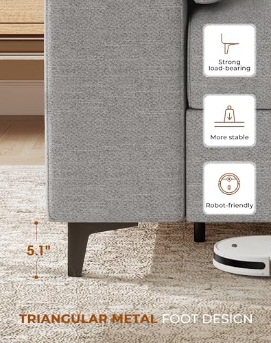 Upvilla 88.97" Modern Sofa Couches for Living Room(Light Gray)