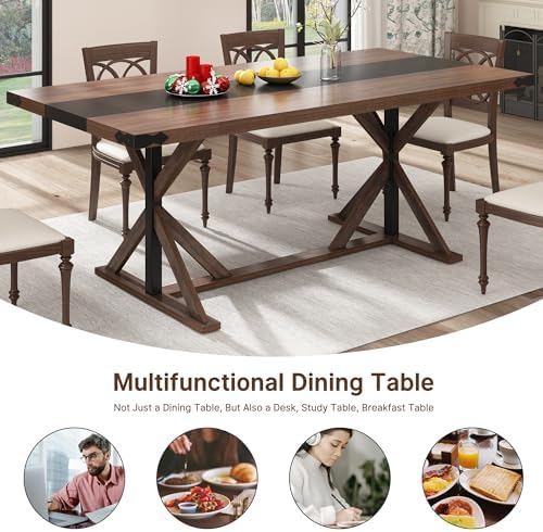 Hlivelood 71 Inch Dining Table for 6 People, Rectangular Kitchen Farmhouse Ta...