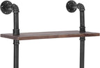 6 Tier Ladder Wall Shelf with Wood Planks, Industrial Iron Pipe Style Storage Rack for Living Room or Home Office