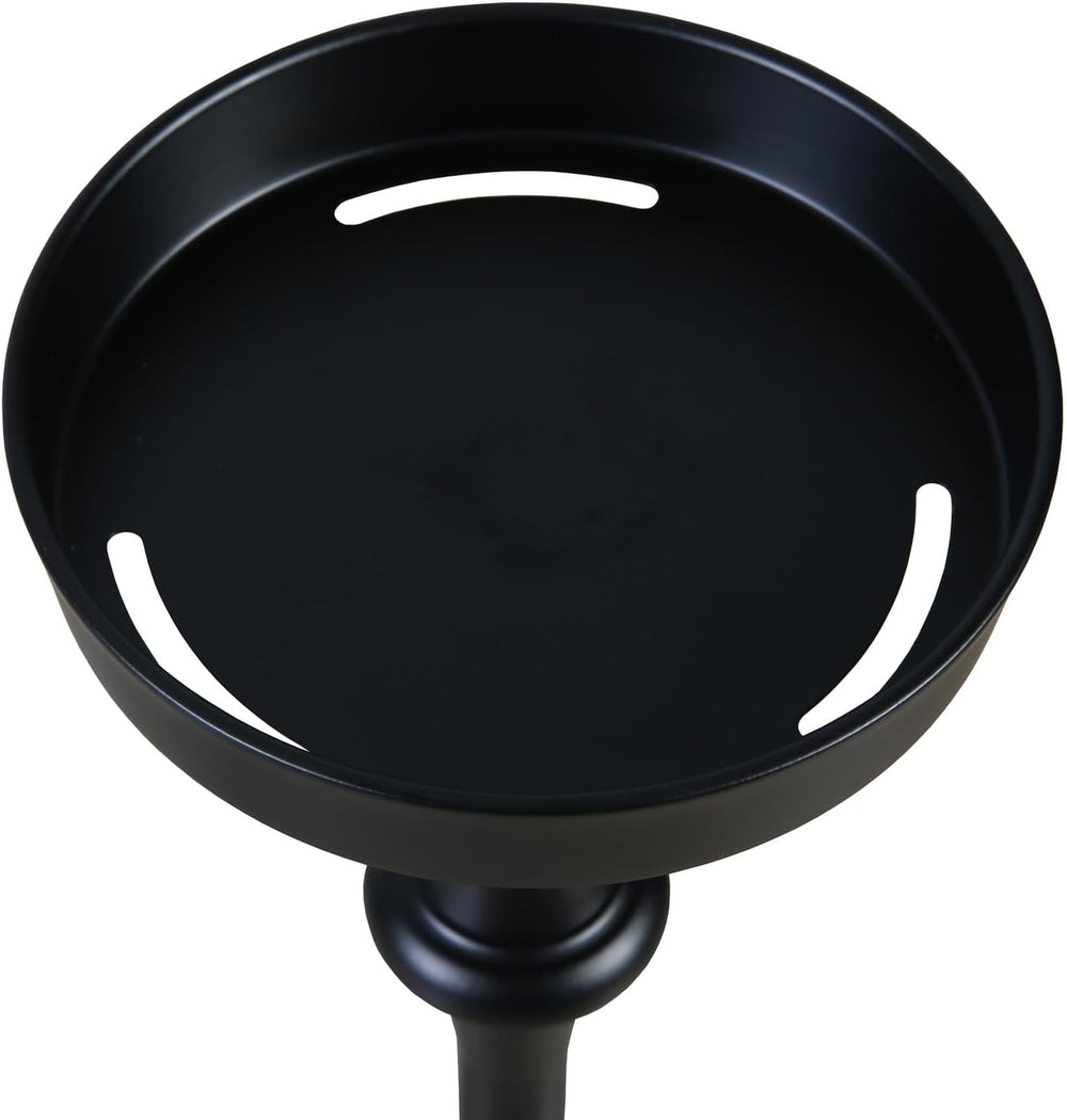New Ridge Home Goods Round 26in. Steel Martini Side Table, Indoor/Outdoor, Black