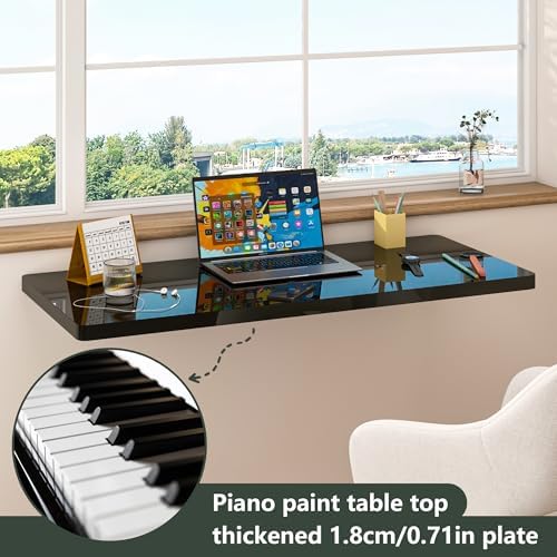 Clikuutory Wall Mounted High Gloss Folding Table 39.4" L x 19.7" W,...