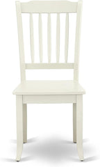 East West Furniture SUDA5-LWH-W 5 Piece Dining Room Furniture Set Includes a Round Kitchen Table with Dropleaf & Shelves and 4 Dining Chairs, 42x42 Inch, Linen White