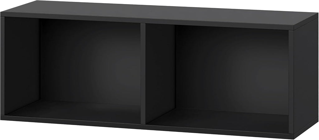 IOTXY DIY Modular Cube Bookcase - CubeXY Customizable Stackable Expandable Basic Shelving Units, 2-Cube Wooden Open Bookshelf for Miscellaneous Storage Organizer, Black