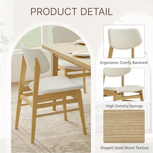 KISLOT Wood Dining Chairs Set of 4, Upholstered Kitchen Chairs, Original