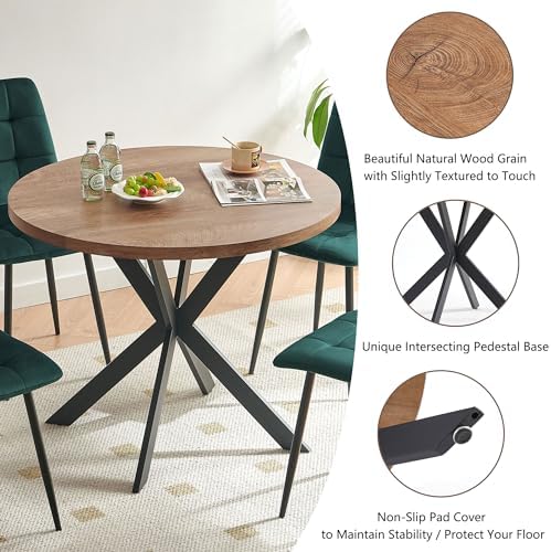 Homedot 37" Round Table Set for 4 Person, Modern Kitchen Table Set, Imit...
