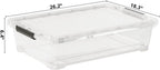 3-Pack Under Bed Wheeled Storage Box, 40 Qt Underbed Plastic Containers Bins with Secure Latch Lids and Sturdy Wheels, Clear