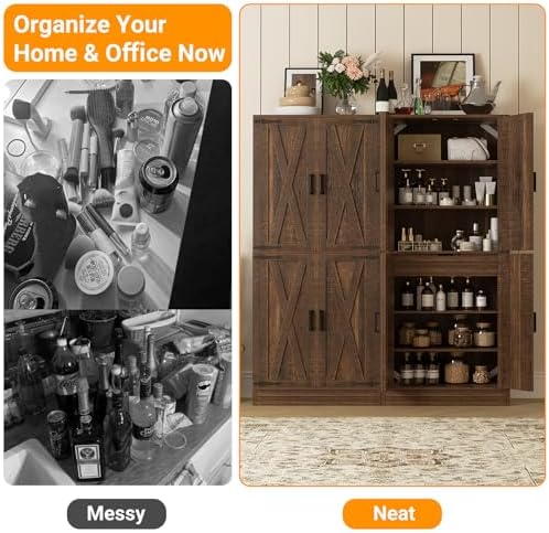 Unikito 71" Tall Kitchen Pantry Cabinet with Adjustable Shelve and Drawe...
