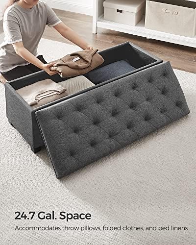 SONGMICS Storage Ottoman Bench, Foot Rest with Legs, Load up to 661.4 lb | En...