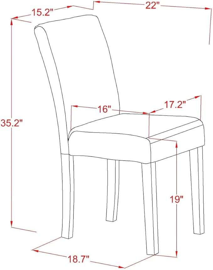 East West Furniture V777AB747-7 7 Piece Dinette Set Consist of a Rectangle Dining Table with V-Legs and 6 Light Sable Linen Fabric Parson Dining Room Chairs, 40x72 Inch, Multi-Color
