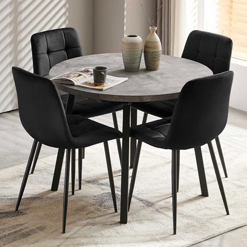 Homedot Black Dining Chairs Set of 4, Modern Upholstered Velvet Kitchen Recep...