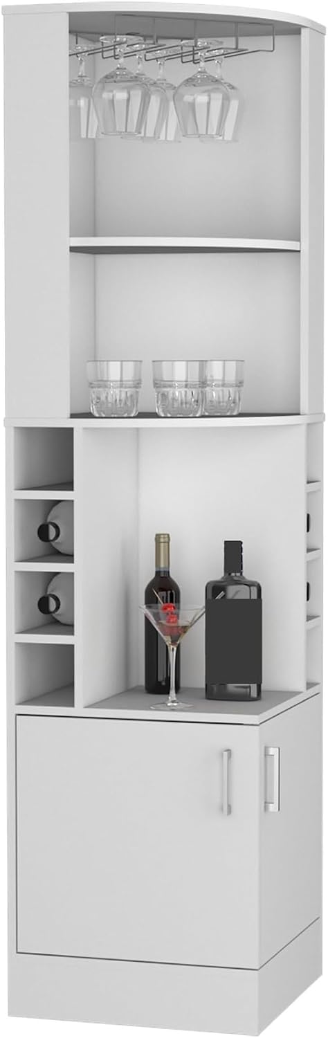 Farmhouse Corner Cabinet, Double Door Cabinet with Glass Rack, Eight Built-in...
