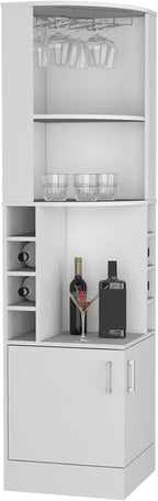 Farmhouse Corner Cabinet, Double Door Cabinet with Glass Rack, Eight Built-in Wine Rack,for Kitchen Home