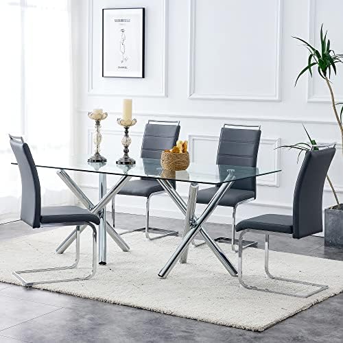Baysitone Modern Dining Chairs Set of 6, PU Faux Leather High Back Upholstere...