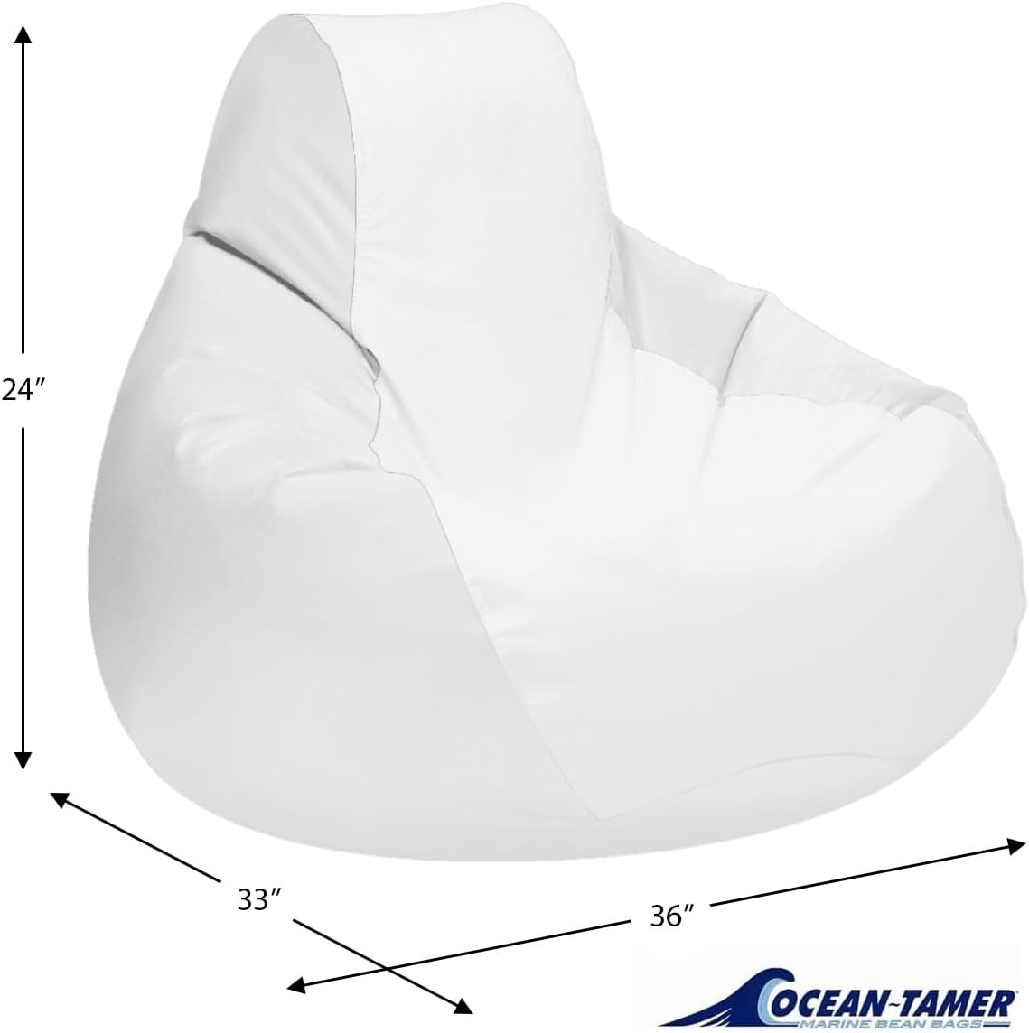 Ocean-Tamer Teardrop Boat Bean Bag Chair, Waterproof with Neck Support Beanbag for Dock Camping Outdoor Marine Grade Vinyl (Medium, W922)