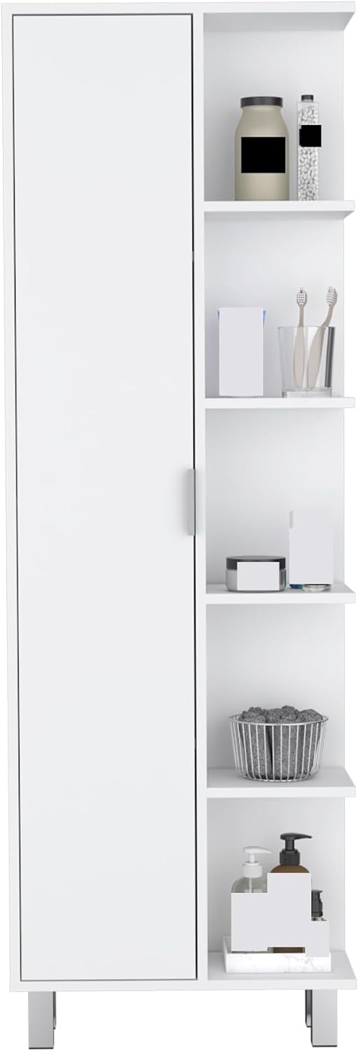 Modern Minimalist Cabinet, Contemporary Storage Locker with 1 Door and 9 Shel...
