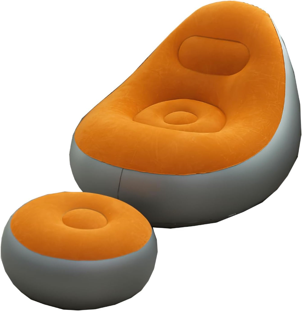 Plush Inflatable Sofa with Foot Pedals, Japanese Lazy Sofa, Thick Seat Cushio...