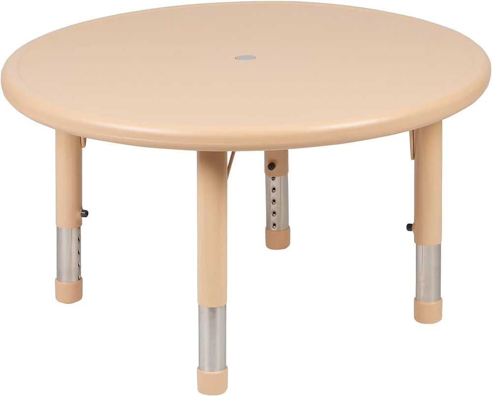 Flash Furniture 33 in Plastic Round Activity Table with 4 Chairs, Natural | H...