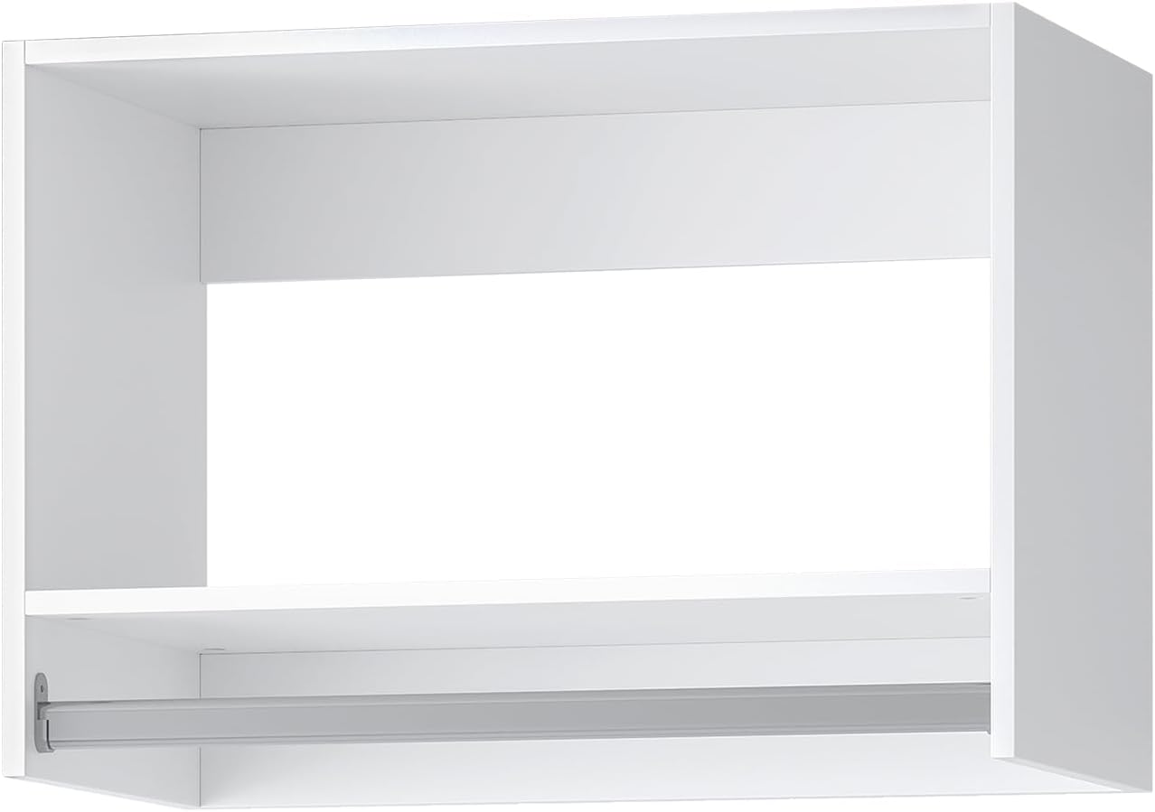 ROOMTEC 34.5" Tall Hanging Closet Unit, Modular Closet System with Hanging Rod, Wardrobe Organizer for Bedroom or Walk-in Closet, Wall Mounted, Customizable Clothes Storage Unit, White