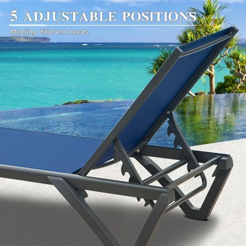 Domi Aluminum Pool Lounge Chair Outdoor Set of 2 Chaise Lounge Outdoor | Whee...