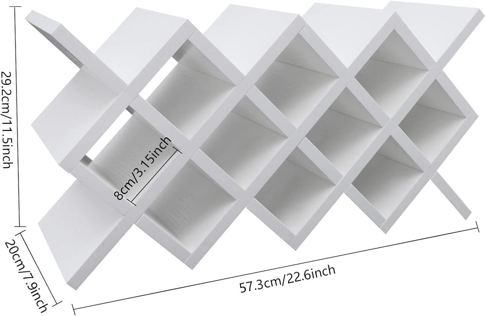 White Wine Racks Countertop for 10 Bottles, Wooden Wine Holder Freestanding W...