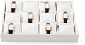 12-Grid PU Leather Watch Display Tray with Pillow Inserts White | 12 Watch Slots, Soft Pillow Inserts, For Watch Storage & Display, Durable & Sturdy, For Home & Retail