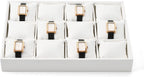 12-Grid PU Leather Watch Display Tray with Pillow Inserts White | 12 Watch Slots, Soft Pillow Inserts, For Watch Storage & Display, Durable & Sturdy, For Home & Retail
