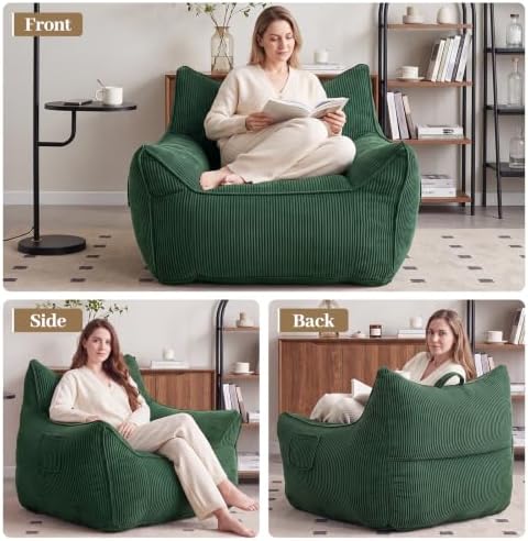 Vipbear Bean Bag Chair for Adults, Chair with Memory Foam | 35.5" Cordur...