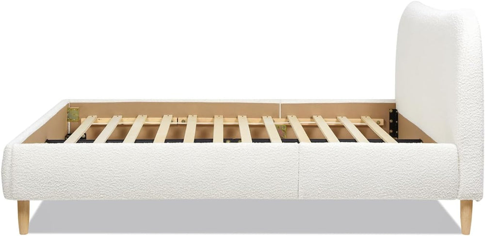 Roman Curved Headboard Upholstered Platform Bed, Queen