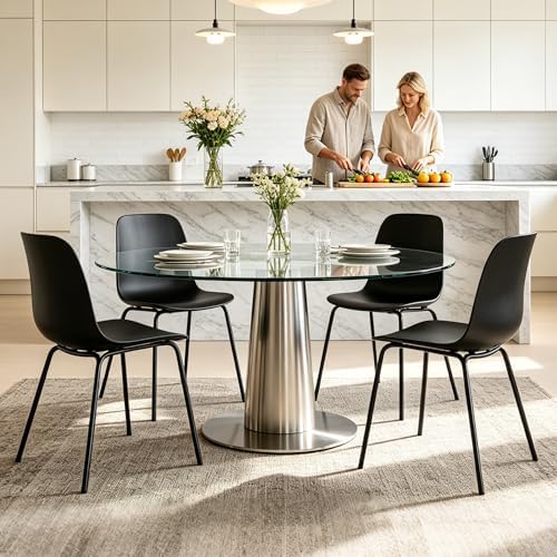 LSSPAID Modern Black Dining Chairs Set of 4, Waterproof Plastic Kitchen Chair...