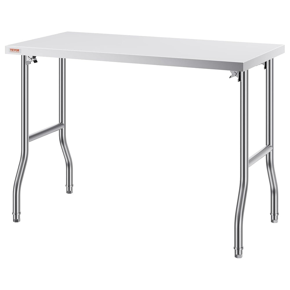 VEVOR Stainless Steel Foldable Work Table, 24 * 48 Inch Heavy Duty Food Outdo...