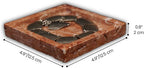 Natural Travertine Marble Square Jewelry Tray, 4.9" – Decorative Stone Accessory Dish for Rings, Earrings, Necklaces, Perfume and Keys, Gift for Women (Red)