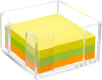 Acrylic Sticky Note Holder, 3x3 Inch Clear Dual Openings Square Notepad Organizer with Anti-Slip Base, Sticky Note Dispenser Memo Holder Case for Desk Office School Supplies(No Pads)