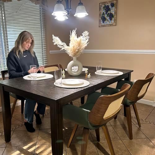 Rattan Dining Chairs with Arms, Swivel Dining Chairs with Walnut Finish